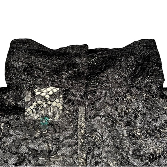 FARM Rio Black Lace Turtleneck Long Sleeve Beaded Feathered Dress Size S - Picture 6 of 8